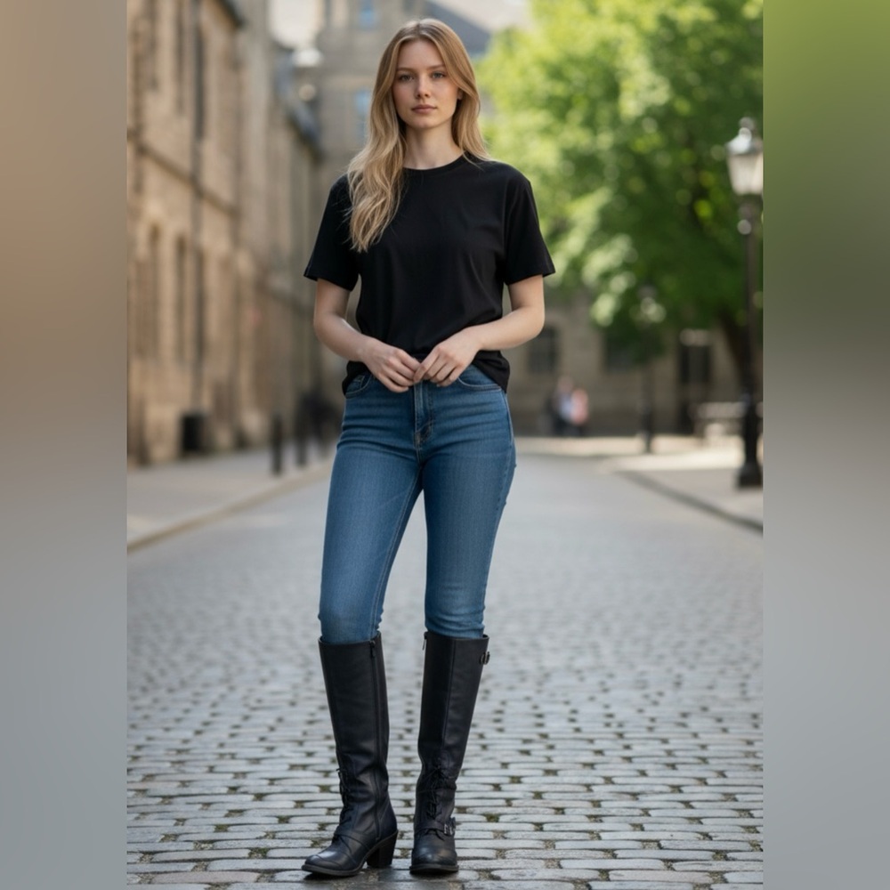 Fry Rare Black Heeled Boots Western Influence